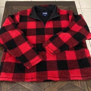 Wrangler Red and Black Buffalo Plaid Sherpa Pullover